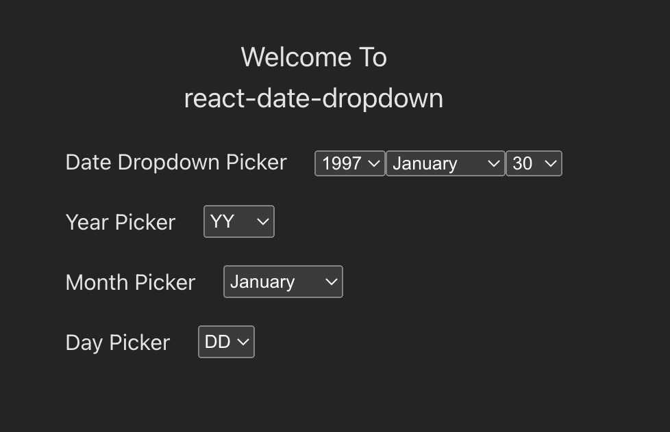 React Date Dropdown Library